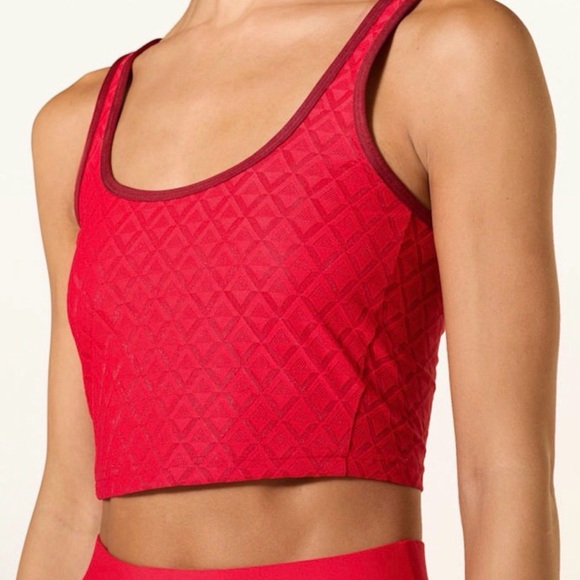 Lululemon Limited Edition Color Hot Heat Geometric Red Textured Tennis Tank Top